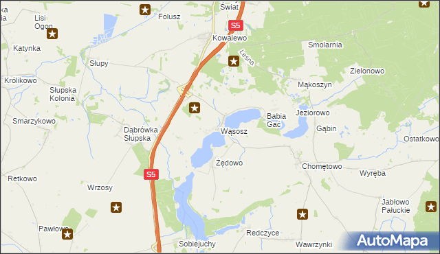 mapa Wąsosz gmina Szubin, Wąsosz gmina Szubin na mapie Targeo