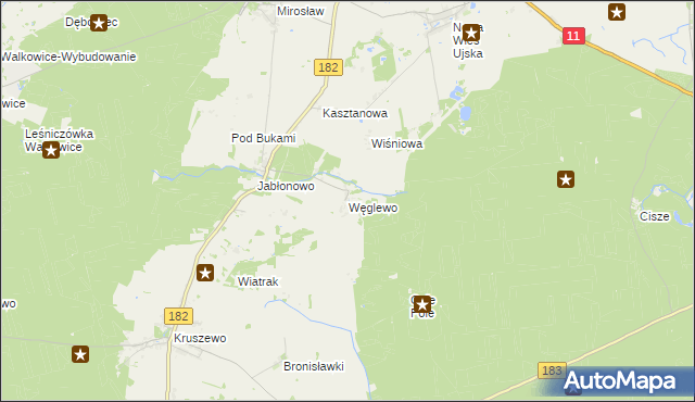 mapa Węglewo gmina Ujście, Węglewo gmina Ujście na mapie Targeo