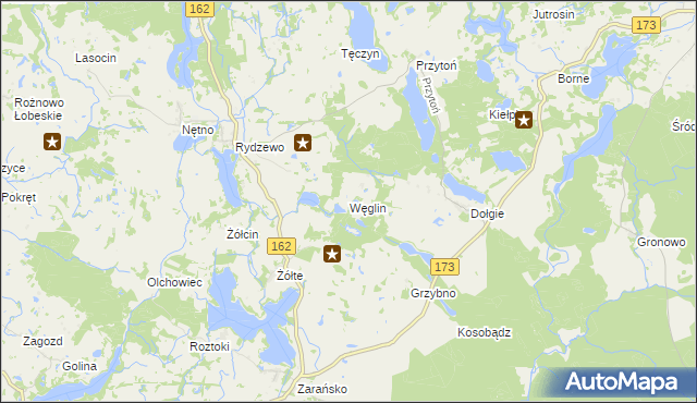mapa Węglin gmina Ostrowice, Węglin gmina Ostrowice na mapie Targeo