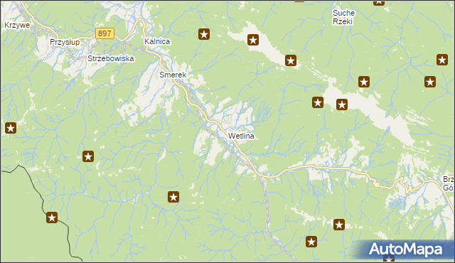 mapa Wetlina, Wetlina na mapie Targeo