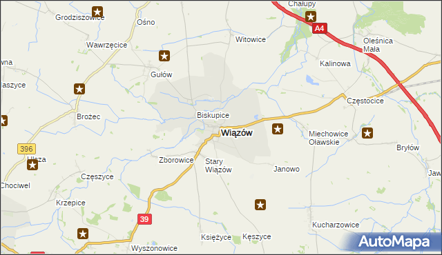 mapa Wiązów, Wiązów na mapie Targeo