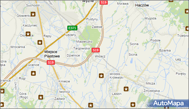 mapa Widacz gmina Miejsce Piastowe, Widacz gmina Miejsce Piastowe na mapie Targeo