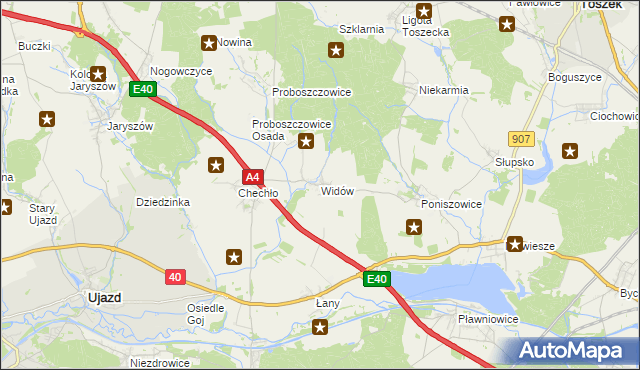 mapa Widów gmina Rudziniec, Widów gmina Rudziniec na mapie Targeo
