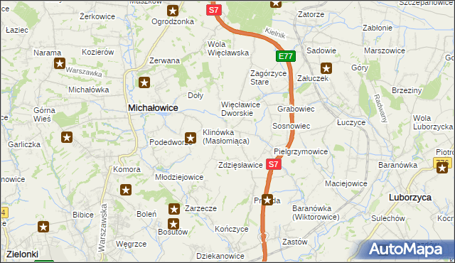 mapa Więcławice Stare, Więcławice Stare na mapie Targeo