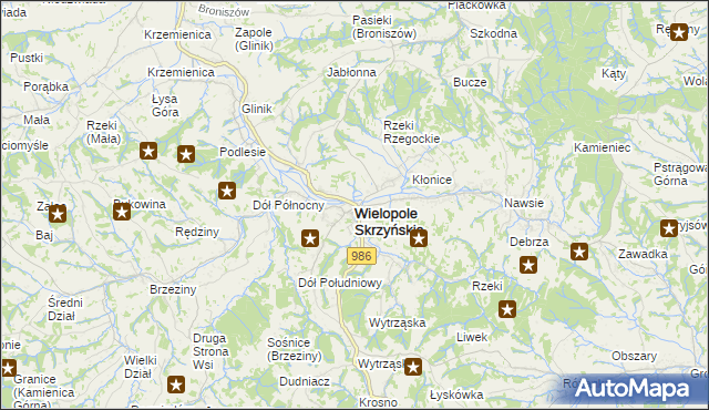 mapa Wielopole Skrzyńskie, Wielopole Skrzyńskie na mapie Targeo