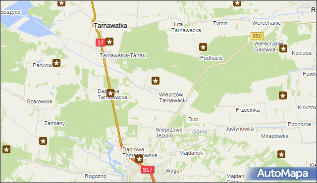 mapa Wieprzów Tarnawacki, Wieprzów Tarnawacki na mapie Targeo