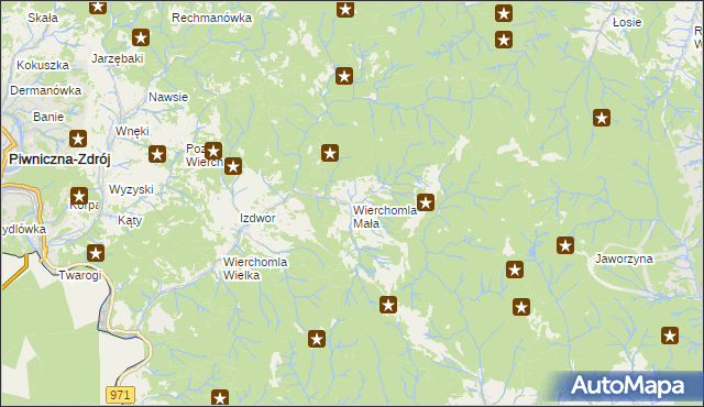 mapa Wierchomla Mała, Wierchomla Mała na mapie Targeo