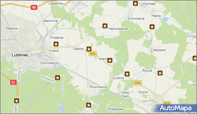 mapa Wierzbie gmina Koszęcin, Wierzbie gmina Koszęcin na mapie Targeo