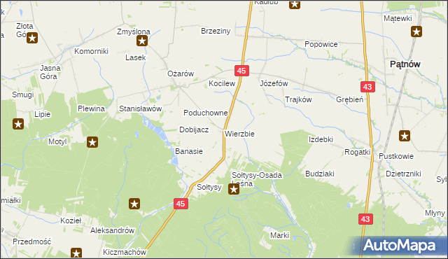 mapa Wierzbie gmina Praszka, Wierzbie gmina Praszka na mapie Targeo