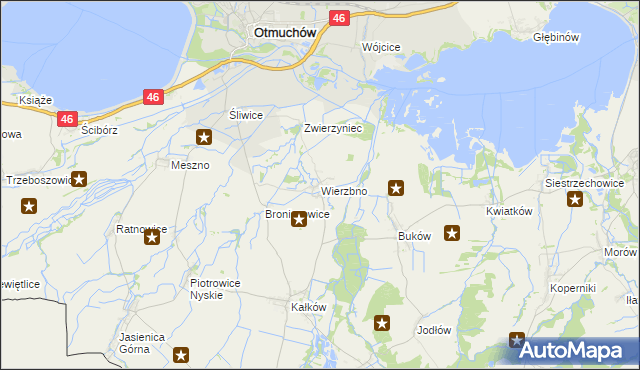 mapa Wierzbno gmina Otmuchów, Wierzbno gmina Otmuchów na mapie Targeo