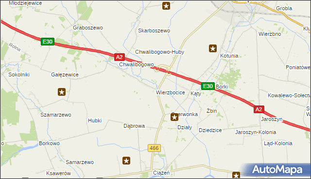 mapa Wierzbocice, Wierzbocice na mapie Targeo