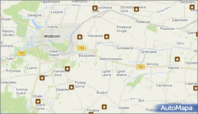 mapa Wierzchowisko gmina Wolbrom, Wierzchowisko gmina Wolbrom na mapie Targeo