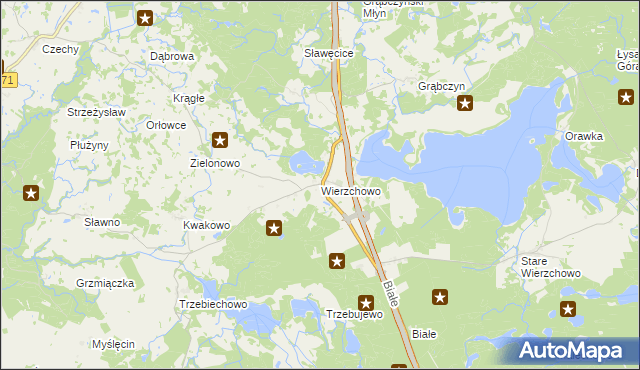 mapa Wierzchowo gmina Szczecinek, Wierzchowo gmina Szczecinek na mapie Targeo