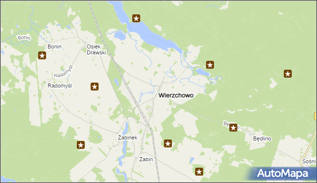 mapa Wierzchowo powiat drawski, Wierzchowo powiat drawski na mapie Targeo