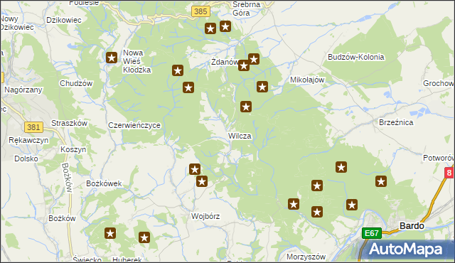 mapa Wilcza gmina Kłodzko, Wilcza gmina Kłodzko na mapie Targeo