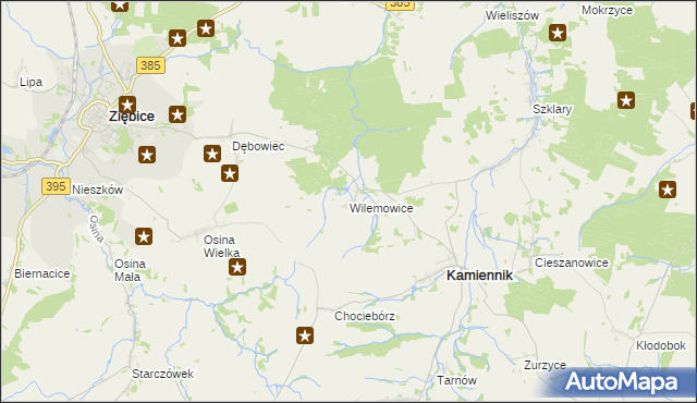 mapa Wilemowice, Wilemowice na mapie Targeo