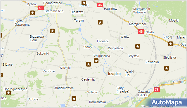 mapa Wilgoszcza, Wilgoszcza na mapie Targeo