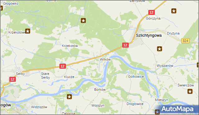 mapa Wilków gmina Głogów, Wilków gmina Głogów na mapie Targeo