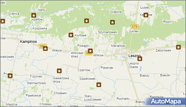 mapa Wilków gmina Leszno, Wilków gmina Leszno na mapie Targeo