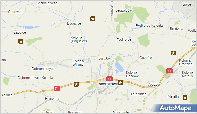 mapa Wilków gmina Werbkowice, Wilków gmina Werbkowice na mapie Targeo