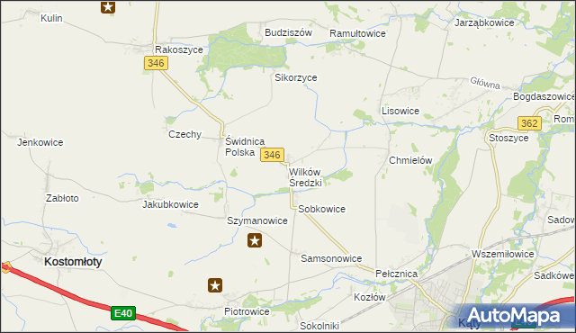 mapa Wilków Średzki, Wilków Średzki na mapie Targeo