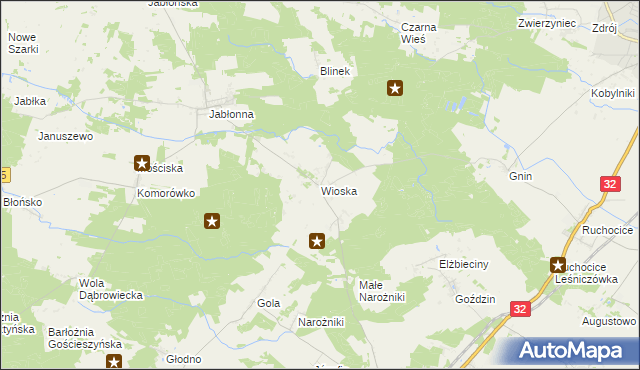 mapa Wioska gmina Rakoniewice, Wioska gmina Rakoniewice na mapie Targeo