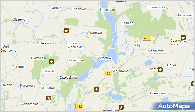 mapa Witosław gmina Osieczna, Witosław gmina Osieczna na mapie Targeo