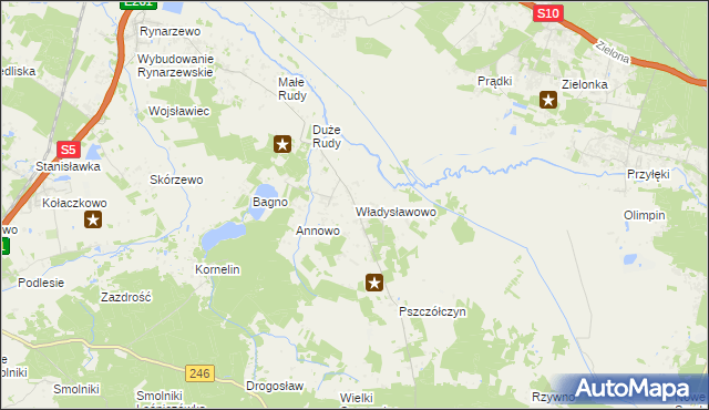 mapa Władysławowo gmina Łabiszyn, Władysławowo gmina Łabiszyn na mapie Targeo