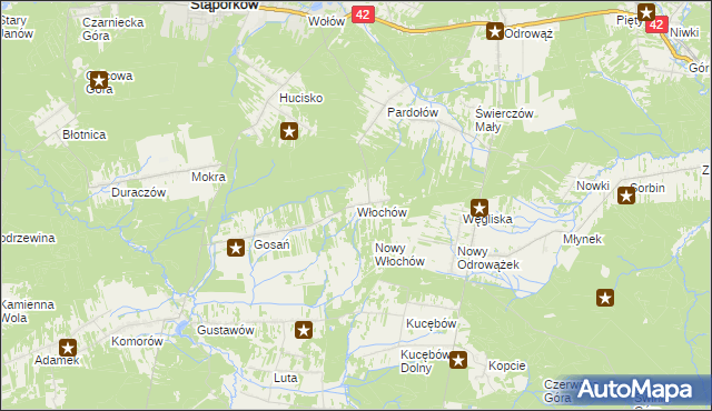 mapa Włochów gmina Stąporków, Włochów gmina Stąporków na mapie Targeo