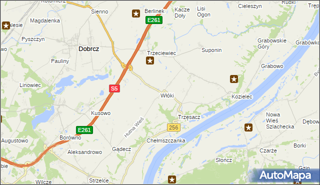 mapa Włóki gmina Dobrcz, Włóki gmina Dobrcz na mapie Targeo