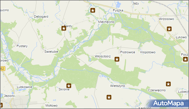 mapa Włościbórz gmina Dygowo, Włościbórz gmina Dygowo na mapie Targeo