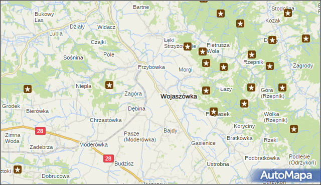 mapa Wojaszówka, Wojaszówka na mapie Targeo