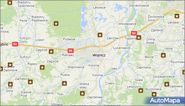 mapa Wojnicz, Wojnicz na mapie Targeo