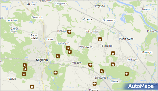 mapa Wojnowice gmina Miękinia, Wojnowice gmina Miękinia na mapie Targeo