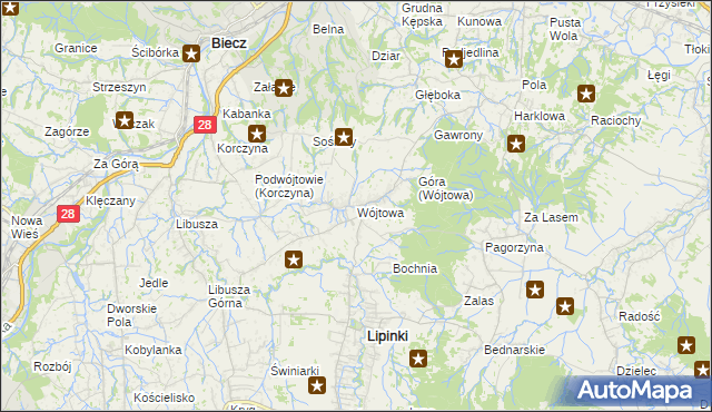 mapa Wójtowa, Wójtowa na mapie Targeo