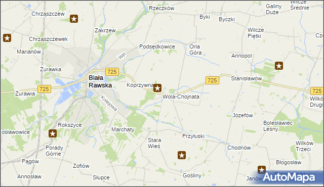 mapa Wola-Chojnata, Wola-Chojnata na mapie Targeo