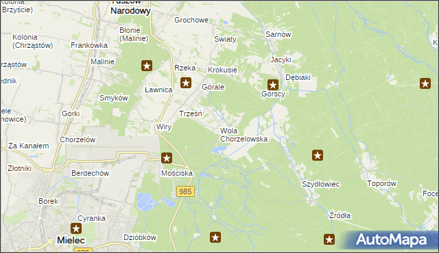 mapa Wola Chorzelowska, Wola Chorzelowska na mapie Targeo