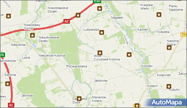 mapa Wola Cyrusowa-Kolonia, Wola Cyrusowa-Kolonia na mapie Targeo