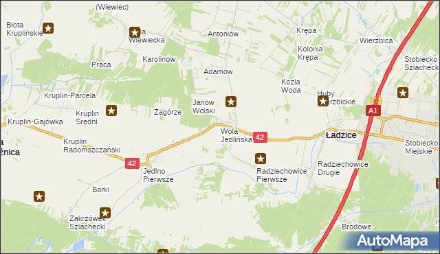 mapa Wola Jedlińska, Wola Jedlińska na mapie Targeo
