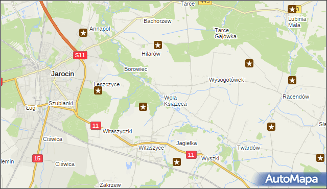 mapa Wola Książęca, Wola Książęca na mapie Targeo