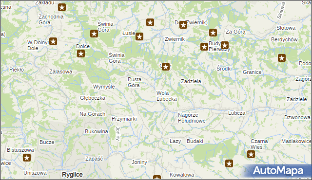 mapa Wola Lubecka gmina Ryglice, Wola Lubecka gmina Ryglice na mapie Targeo
