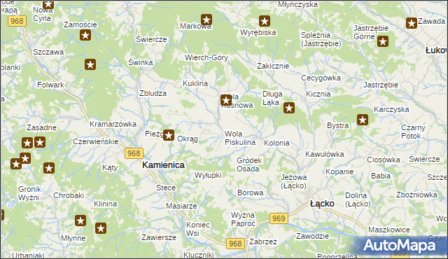 mapa Wola Piskulina, Wola Piskulina na mapie Targeo