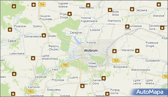 mapa Wolbrom, Wolbrom na mapie Targeo