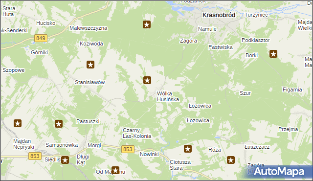 mapa Wólka Husińska, Wólka Husińska na mapie Targeo