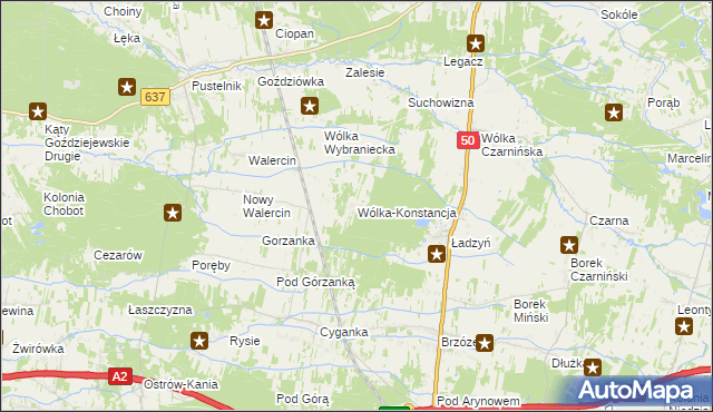 mapa Wólka-Konstancja, Wólka-Konstancja na mapie Targeo