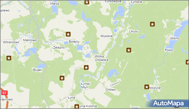 mapa Wólka Orłowska gmina Nidzica, Wólka Orłowska gmina Nidzica na mapie Targeo