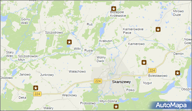 mapa Wolny Dwór, Wolny Dwór na mapie Targeo