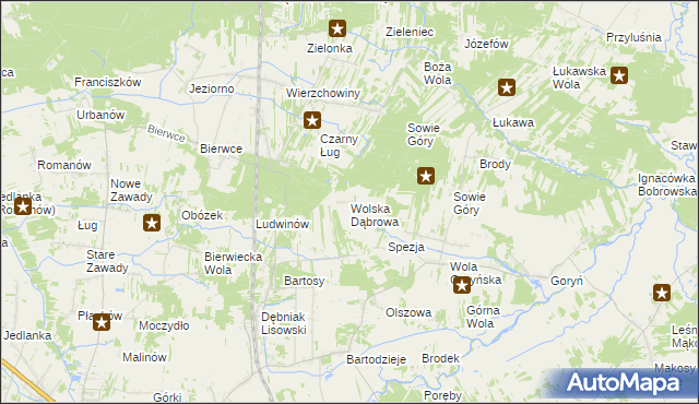 mapa Wolska Dąbrowa, Wolska Dąbrowa na mapie Targeo