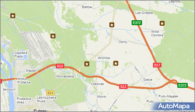 mapa Wronów gmina Końskowola, Wronów gmina Końskowola na mapie Targeo