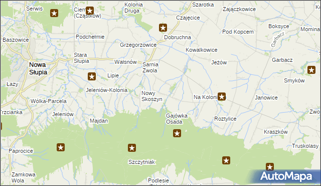 mapa Wronów gmina Waśniów, Wronów gmina Waśniów na mapie Targeo